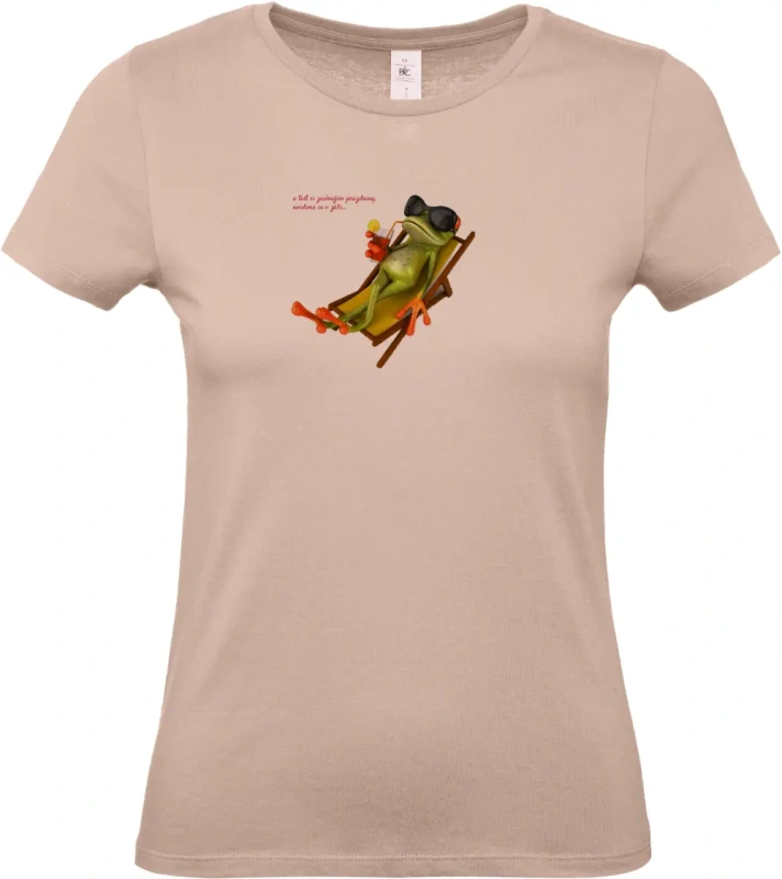 dámské světle ružové tričko Žába na prázdninách s textem