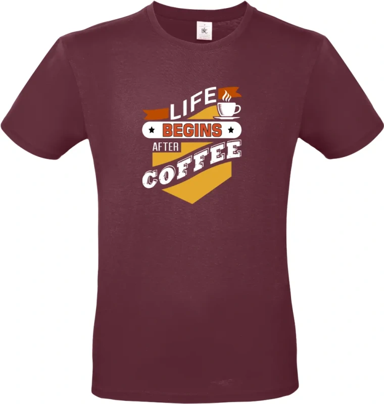 pánské vínové tričko Begin coffee