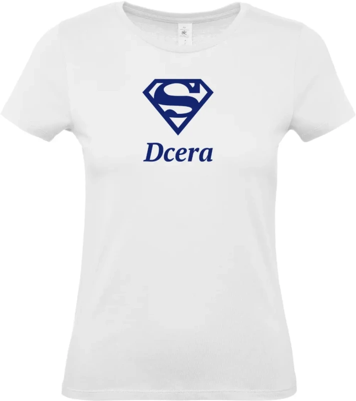 dámské bílé tričko Super Dcera s modrým textem
