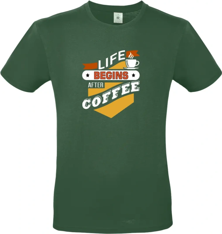 pánské lahvově zelené tričko Begin coffee