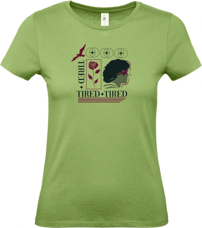 dámské pistáciové tričko Tired