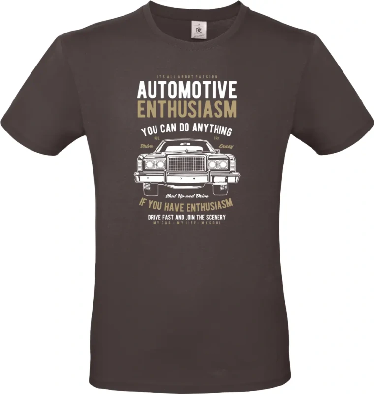 pánské hnedé tričko Automotive Enthusiasm