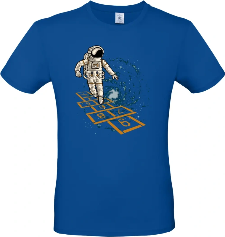 pánské královská modrá tričko Vesmírná Školka - Astronaut Hraje v Galaxii