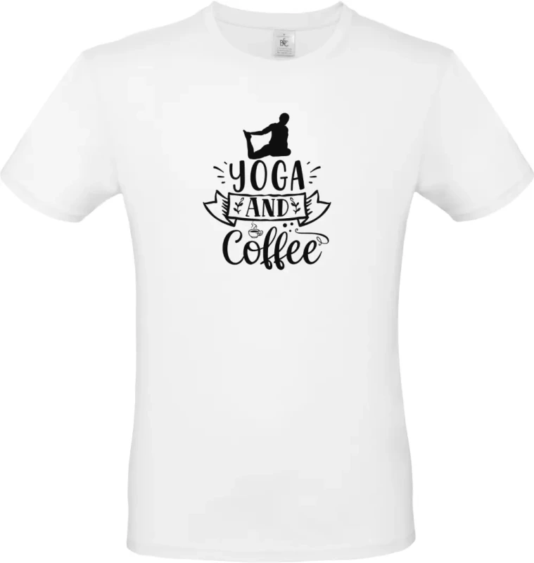 pánské bílé tričko Yoga and Coffee