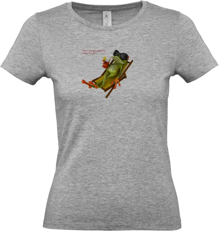 dámské sportovní šedé tričko Žába na prázdninách s textem