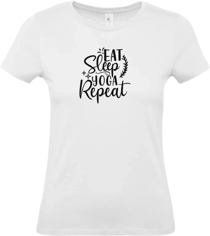 dámské bílé tričko Eat Sleep Yoga Repeat