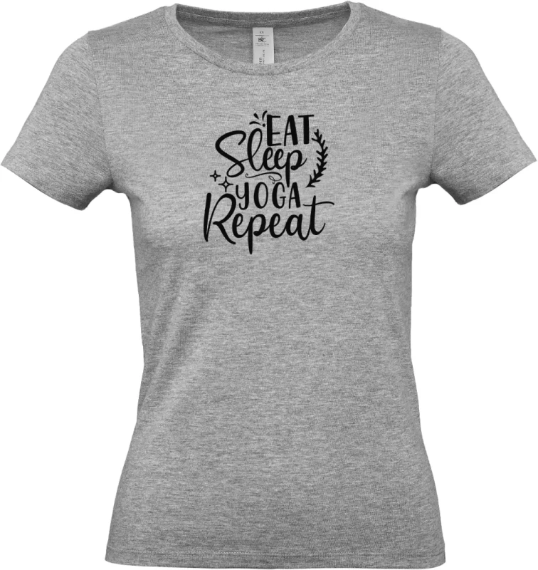 dámské sportovní šedé tričko Eat Sleep Yoga Repeat