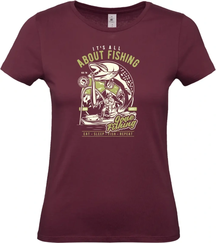 dámské vínové tričko All About Fishing
