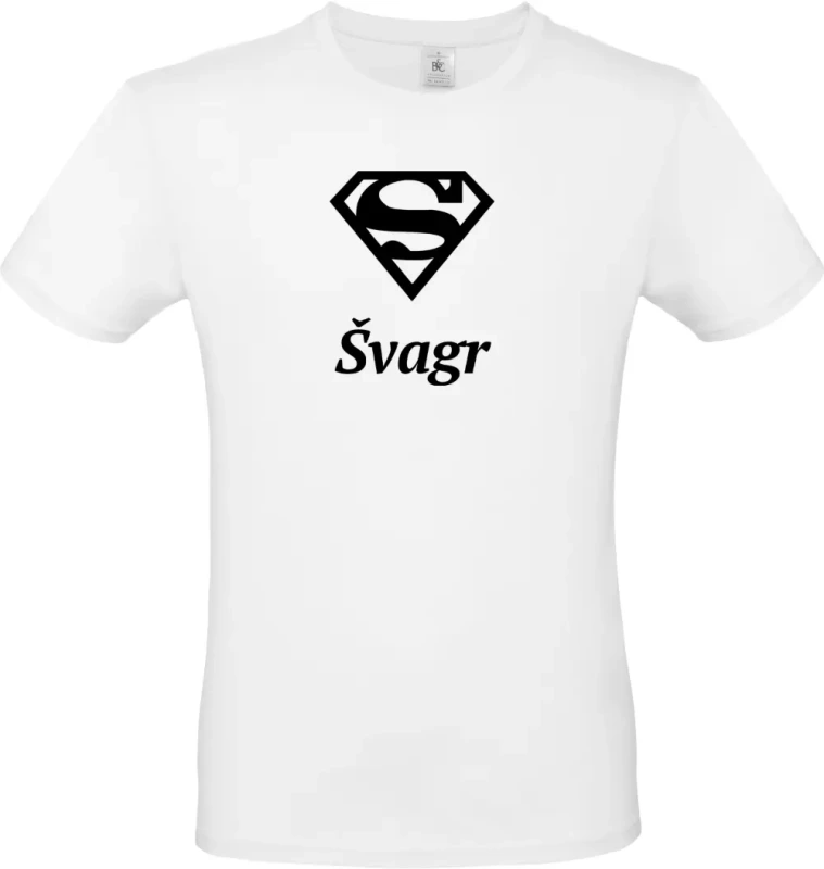 pánské bílé tričko Super Švagr s černým textem