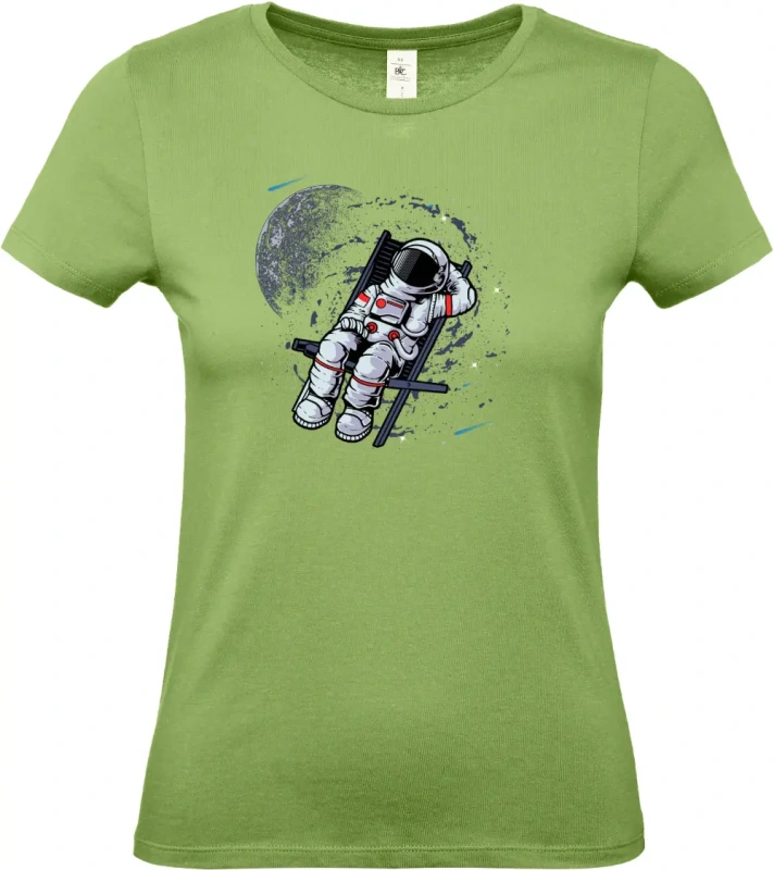dámské pistáciové tričko Vesmírný relax - Astronaut na lehátku