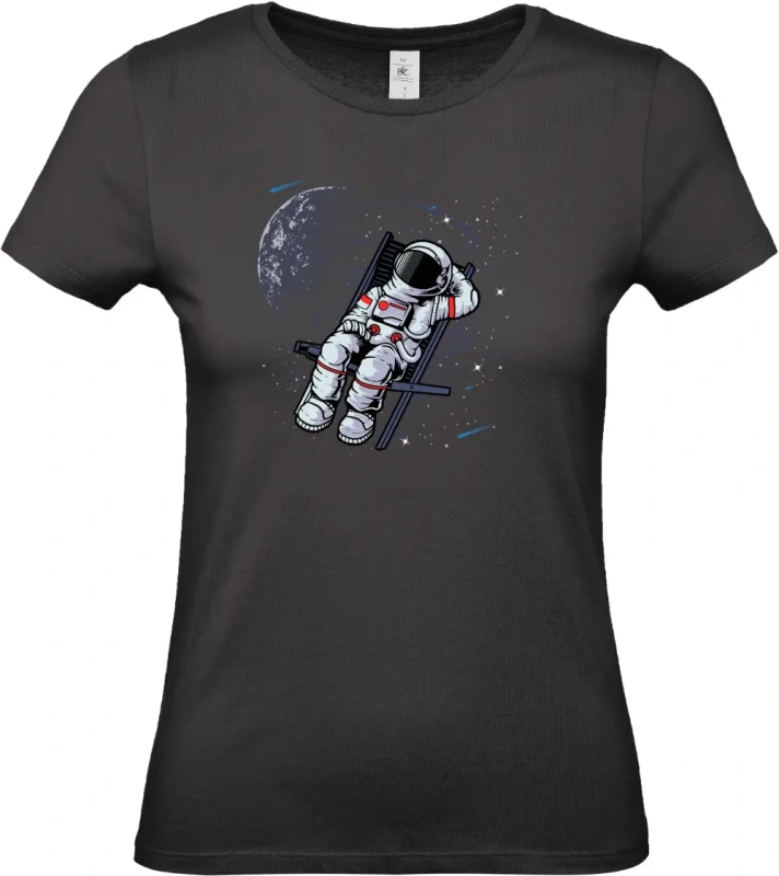 dámské černé tričko Vesmírný relax - Astronaut na lehátku