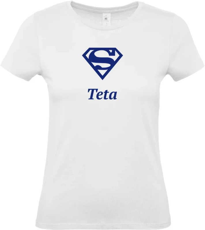 dámské bílé tričko Super Teta s modrým textem
