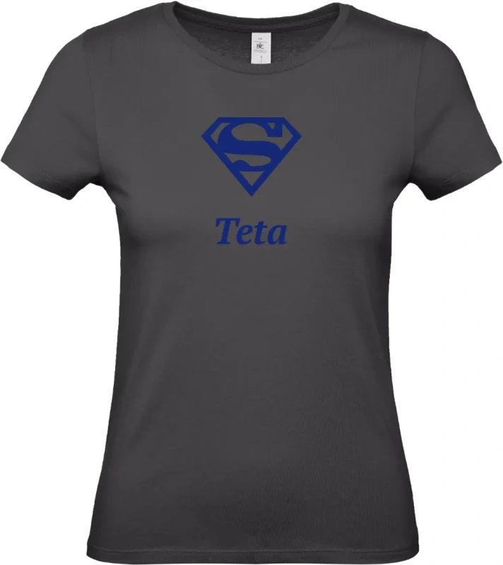 dámské černé tričko Super Teta s modrým textem