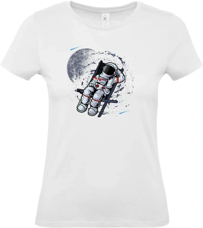 dámské bílé tričko Vesmírný relax - Astronaut na lehátku