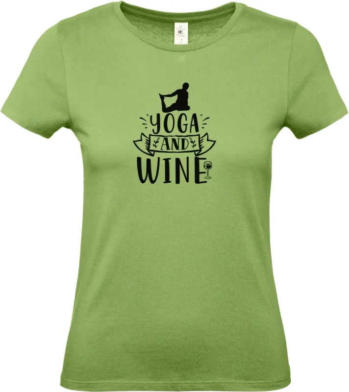 dámské pistáciové tričko Yoga and Wine