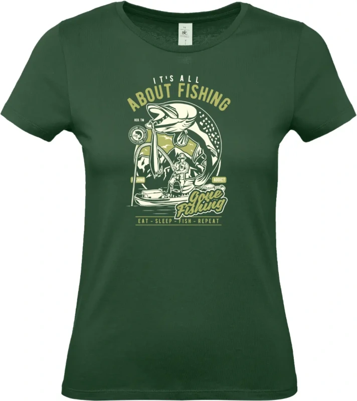 dámské láhvově zelené tričko All About Fishing
