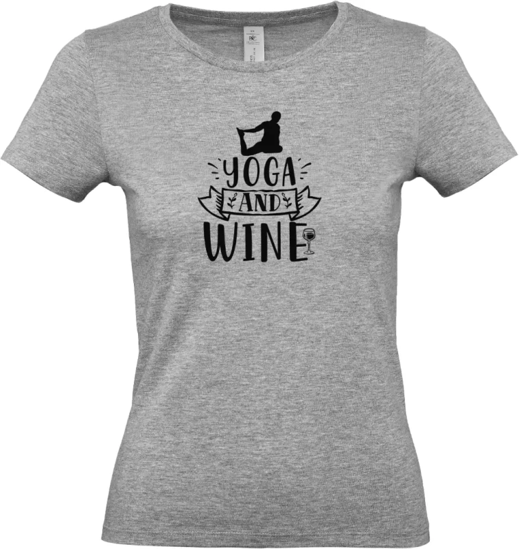 dámské sportovní šedé tričko Yoga and Wine