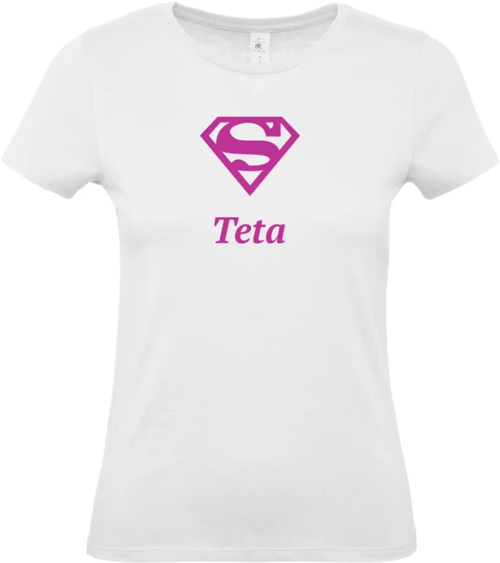 dámské bílé tričko Super Teta s fialovým textem