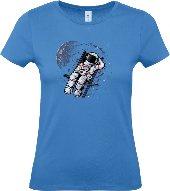 dámské azurová tričko Vesmírný relax - Astronaut na lehátku
