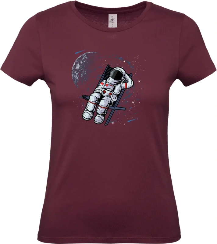 dámské vínové tričko Vesmírná Školka - Astronaut Hraje v Galaxii