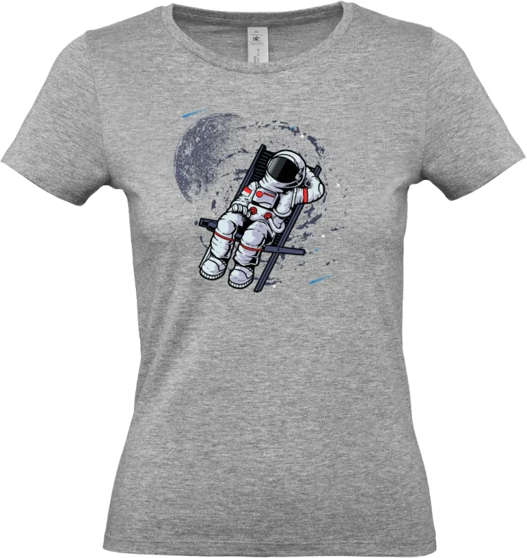 dámské světle šedé tričko Vesmírná Školka - Astronaut Hraje v Galaxii