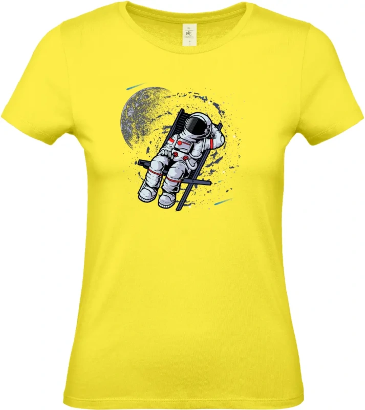 dámské citronové tričko Vesmírná Školka - Astronaut Hraje v Galaxii