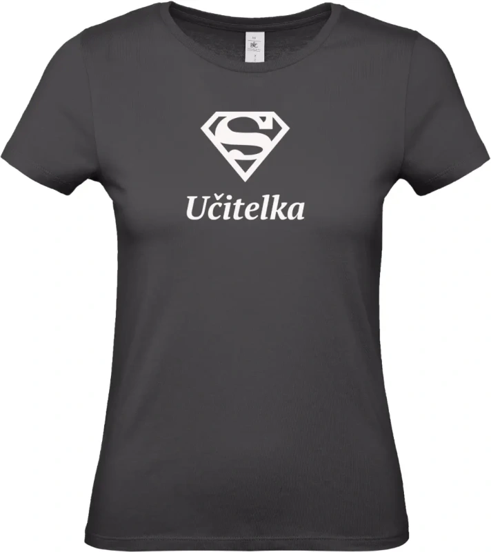dámské černé tričko Super Učitelka s bílým textem