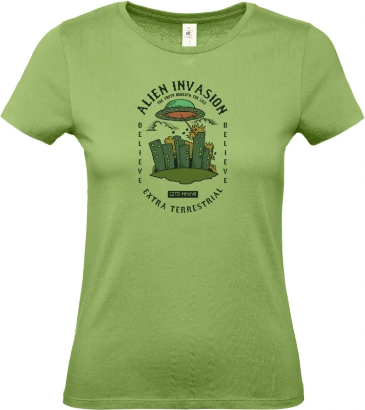 dámské pistáciové tričko Alien Attack