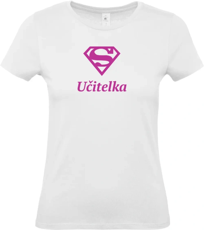 dámské bílé tričko Super Učitelka s fialovým textem