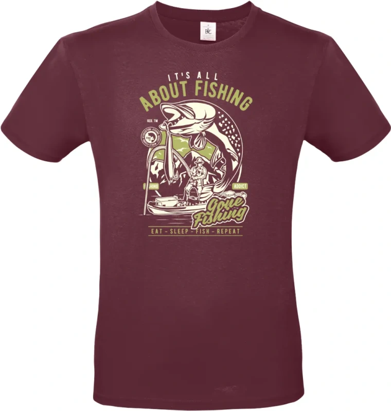 pánské vínové tričko All About Fishing