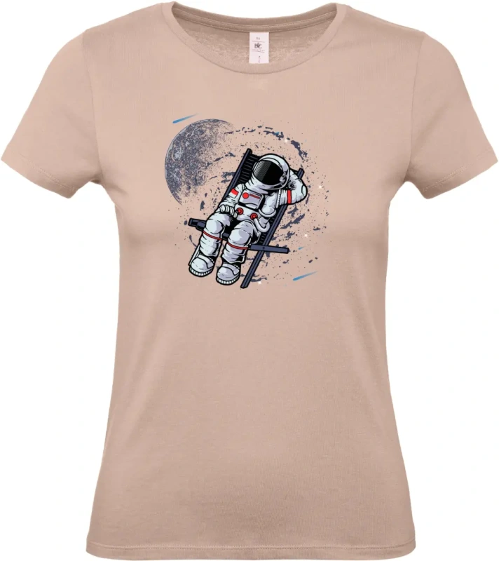 dámské světle ružové tričko Vesmírná Školka - Astronaut Hraje v Galaxii