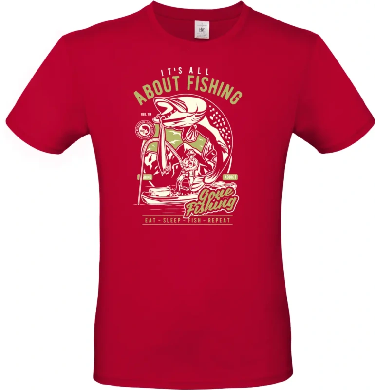 pánské tmavě červené tričko All About Fishing