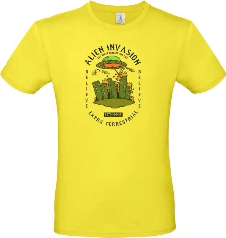 pánské citronové tričko Alien Attack