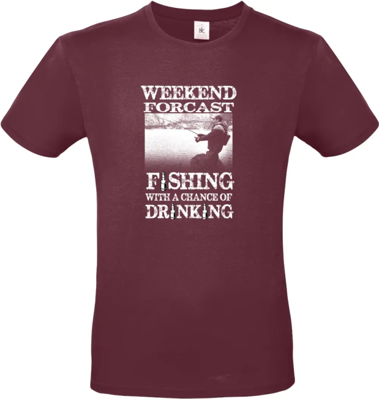 pánské vínové tričko Weekend Forecast - Fishing