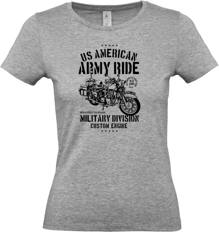 dámské světle šedé tričko Army Ride Motorcycle