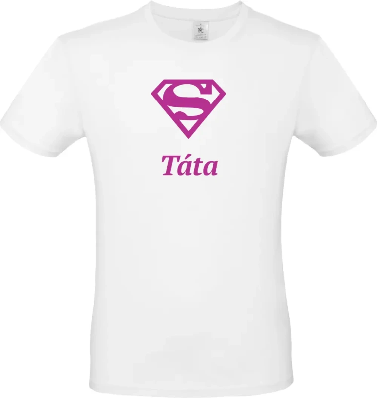 pánské bílé tričko Super Táta s fialovým textem
