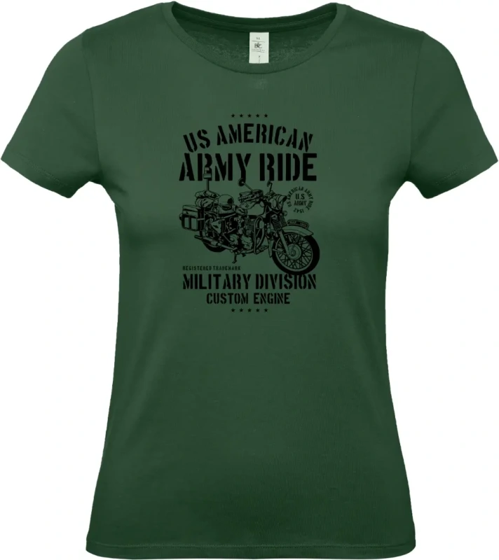dámské láhvově zelené tričko Army Ride Motorcycle