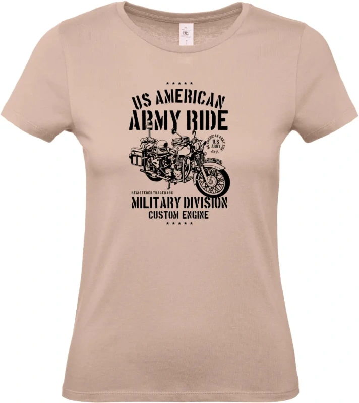 dámské světle ružové tričko Army Ride Motorcycle