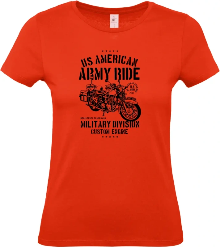 dámské ohnivě čercené tričko Army Ride Motorcycle