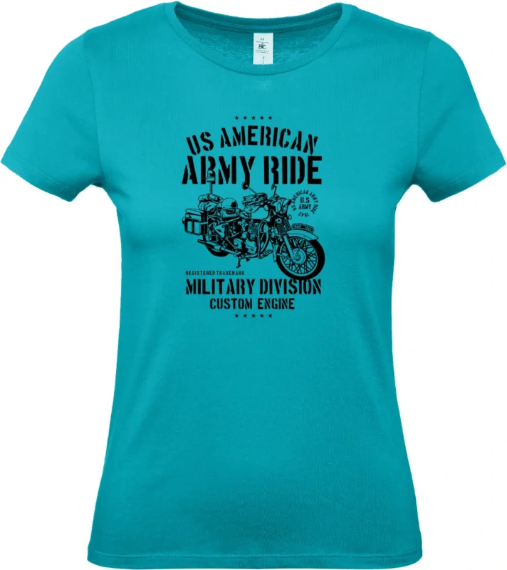 dámské tyrkysové tričko Army Ride Motorcycle