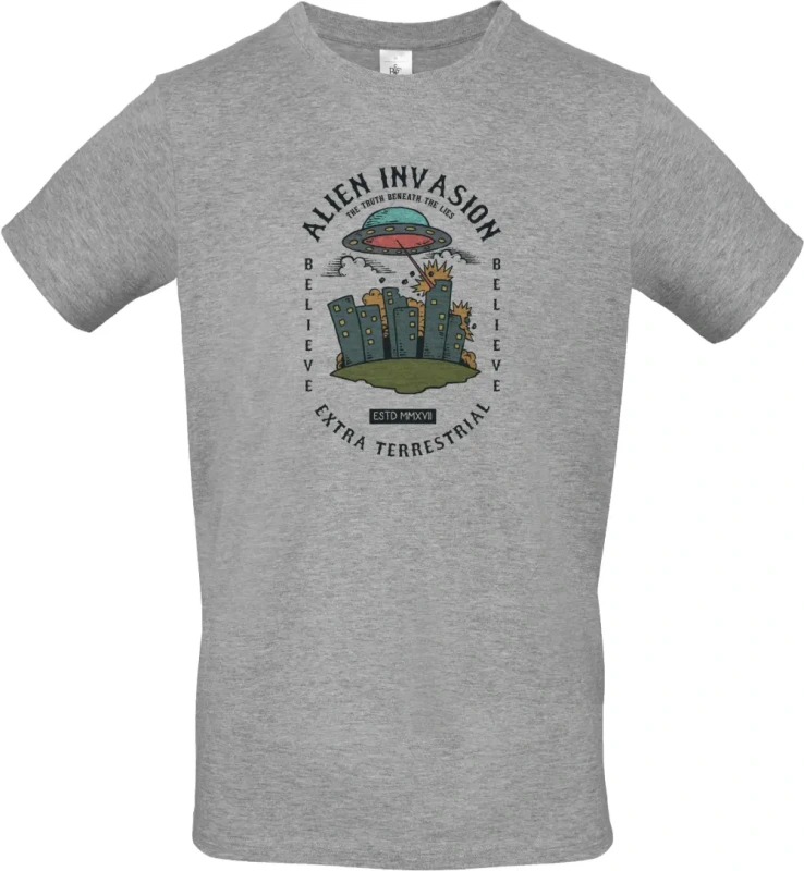 pánské sportovní šedé tričko Alien Attack