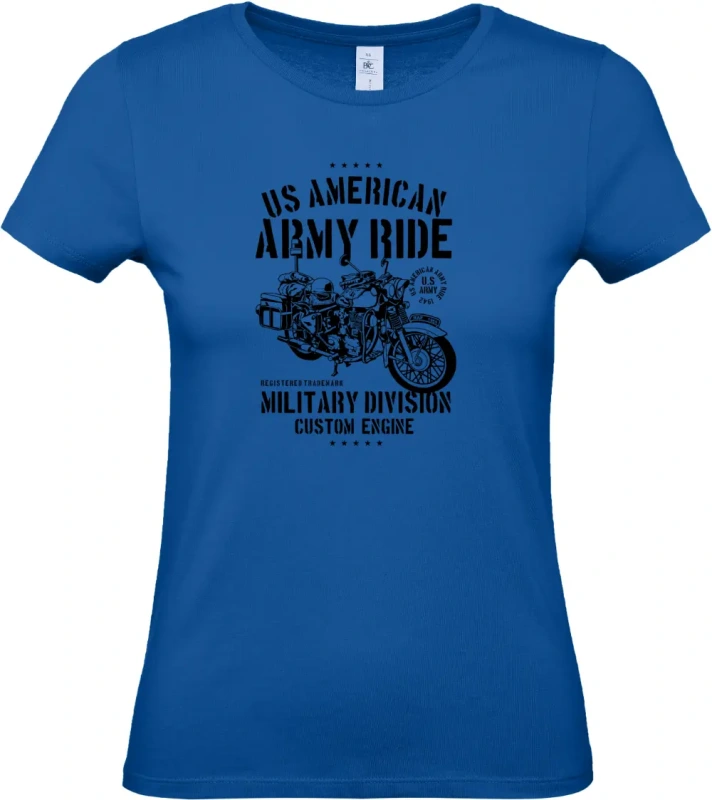 dámské královská modrá tričko Army Ride Motorcycle