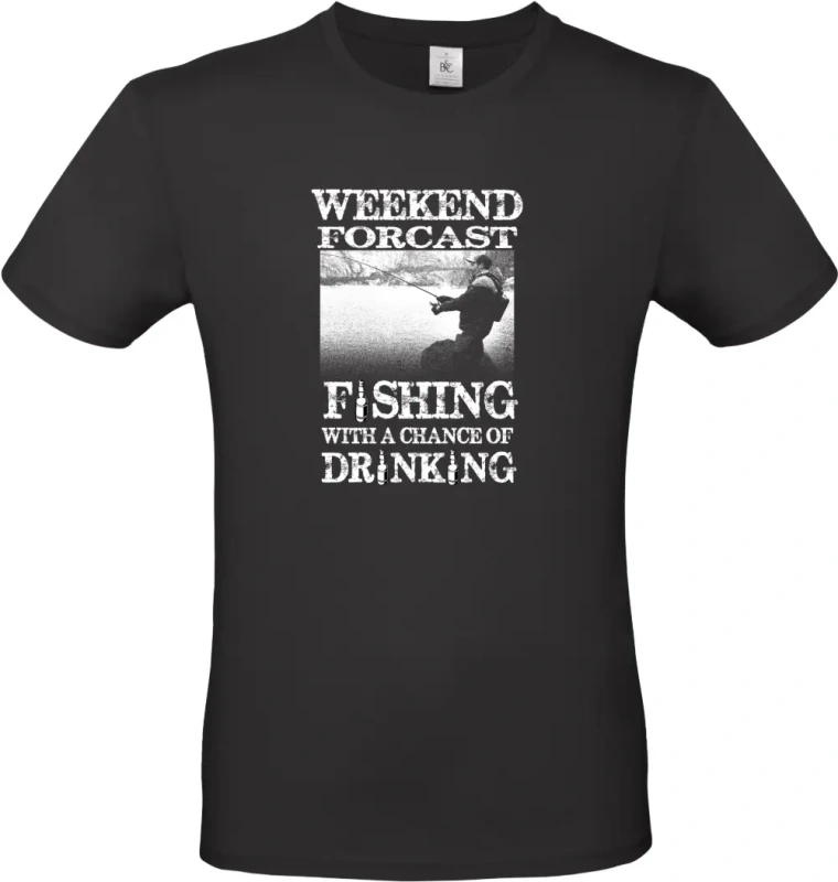 pánské černé tričko Weekend Forecast - Fishing