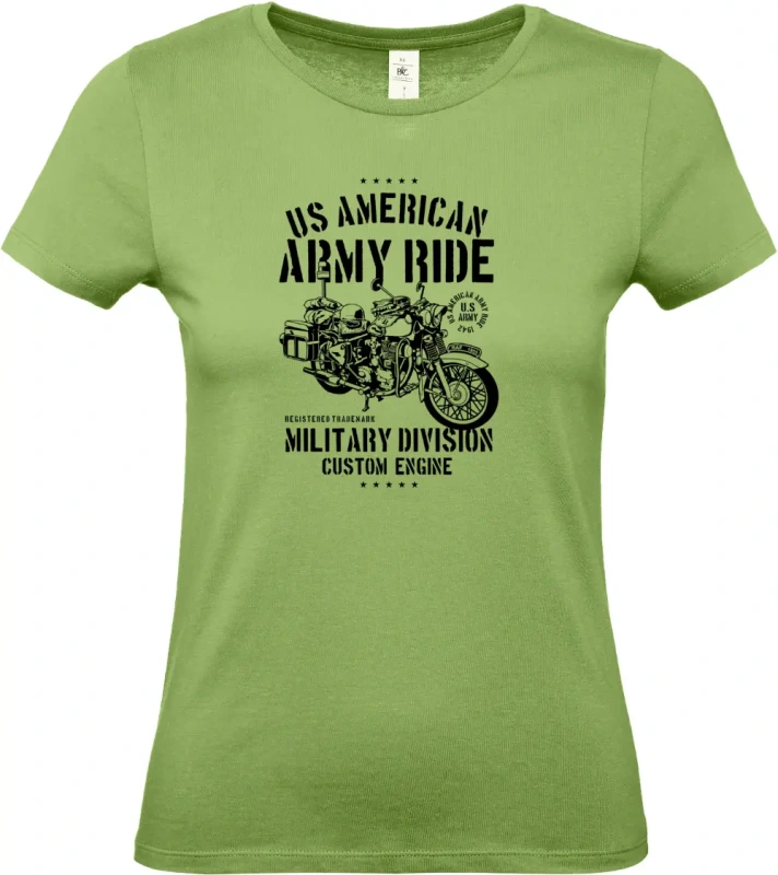 dámské pistáciové tričko Army Ride Motorcycle