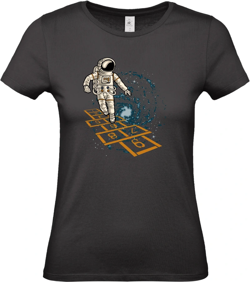 Dámské tričko Vesmírná Školka - Astronaut Hraje v Galaxii