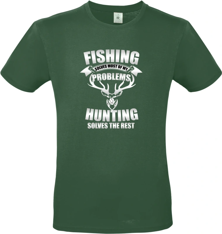 Pánské tričko Fishing and Hunting Solve Everything