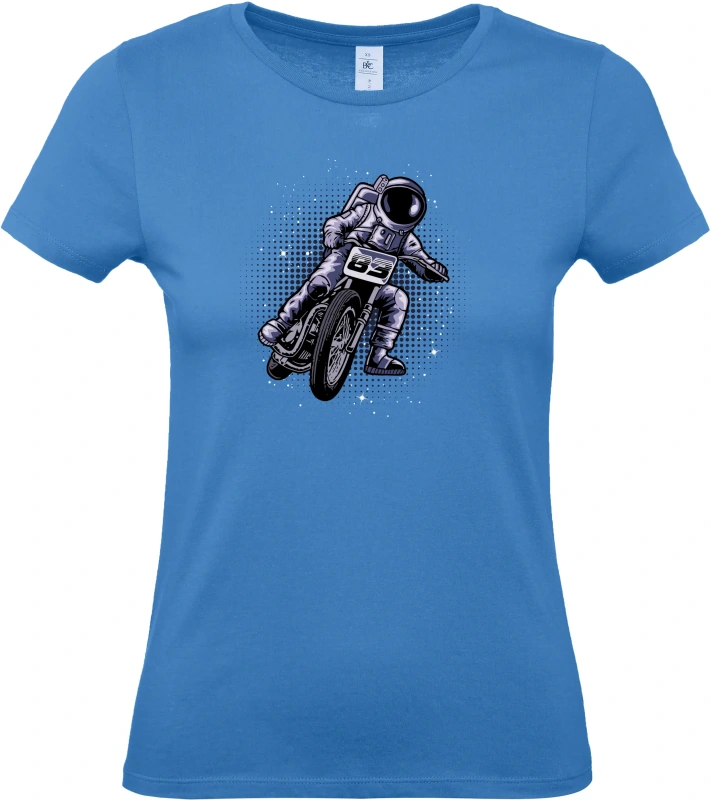 Dámské tričko Vesmírný Závodník - Astronaut na Motorce 1