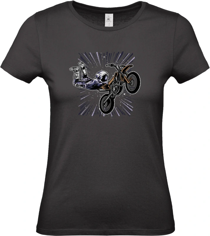 Dámské tričko Vesmírný Motorkář - Astronaut na MX stroji
