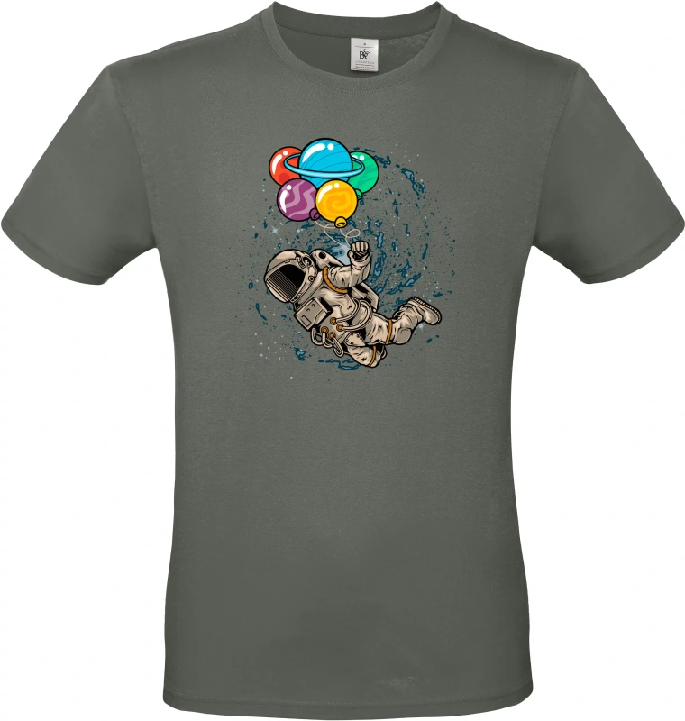Pánské tričko Kosmický Snílek - Astronaut s Planetovými Balóny 3