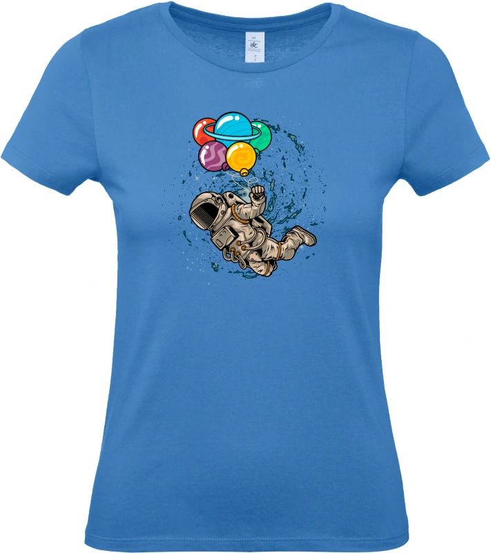 Dámské tričko Kosmický Snílek - Astronaut s Planetovými Balóny 1